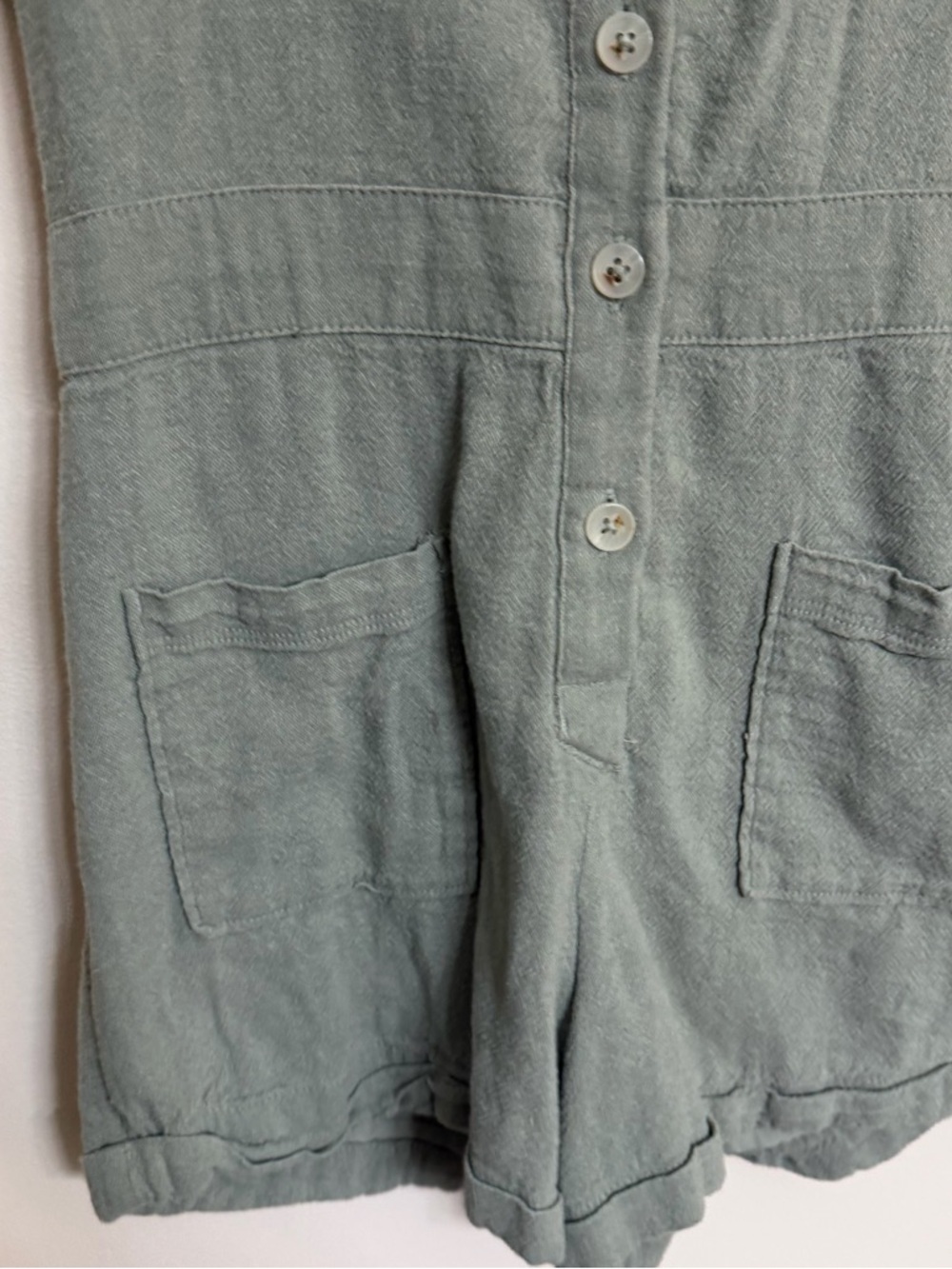 Abercrombie Kids Sage Green Short-Sleeve Romper - Picture 2 of 5